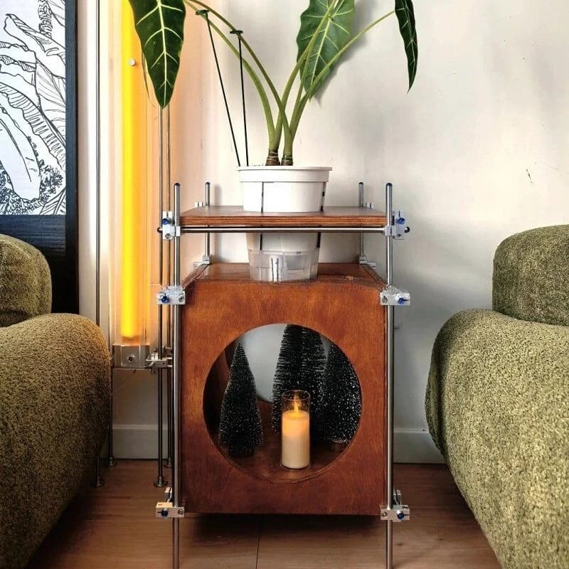 Green plant flower stand, ocean board coffee table removable storage box, locker, bedside table