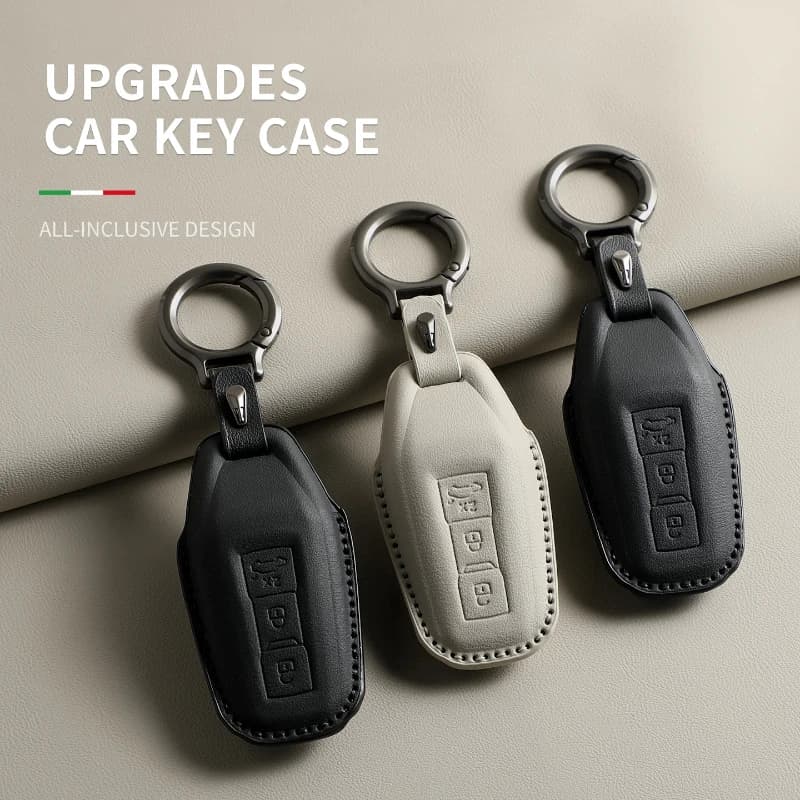 Leather Car Key Case Cover For Audi A5L Q6 A6L Q3 Q5 Q7 A3 A6 A7 Remote Key Case Protector Shell Holder Keychain Accessories