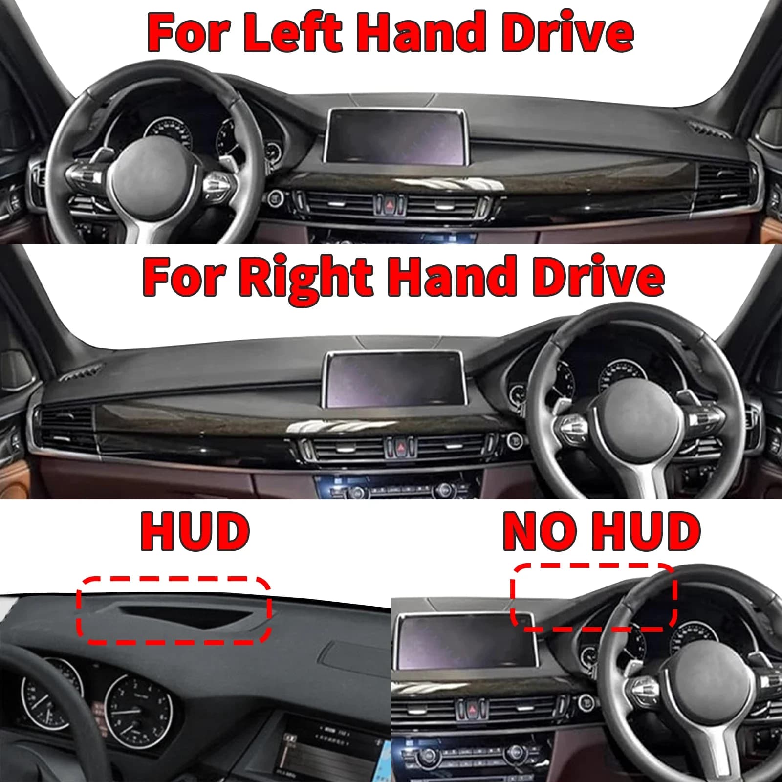 for BMW X6 F16 2014-2018 BMW X5 F15 Anti-Glare Dashmat Dashboard Cover Dash Mat Sun Block Anti-UV Non-Slip Car Protector Mat