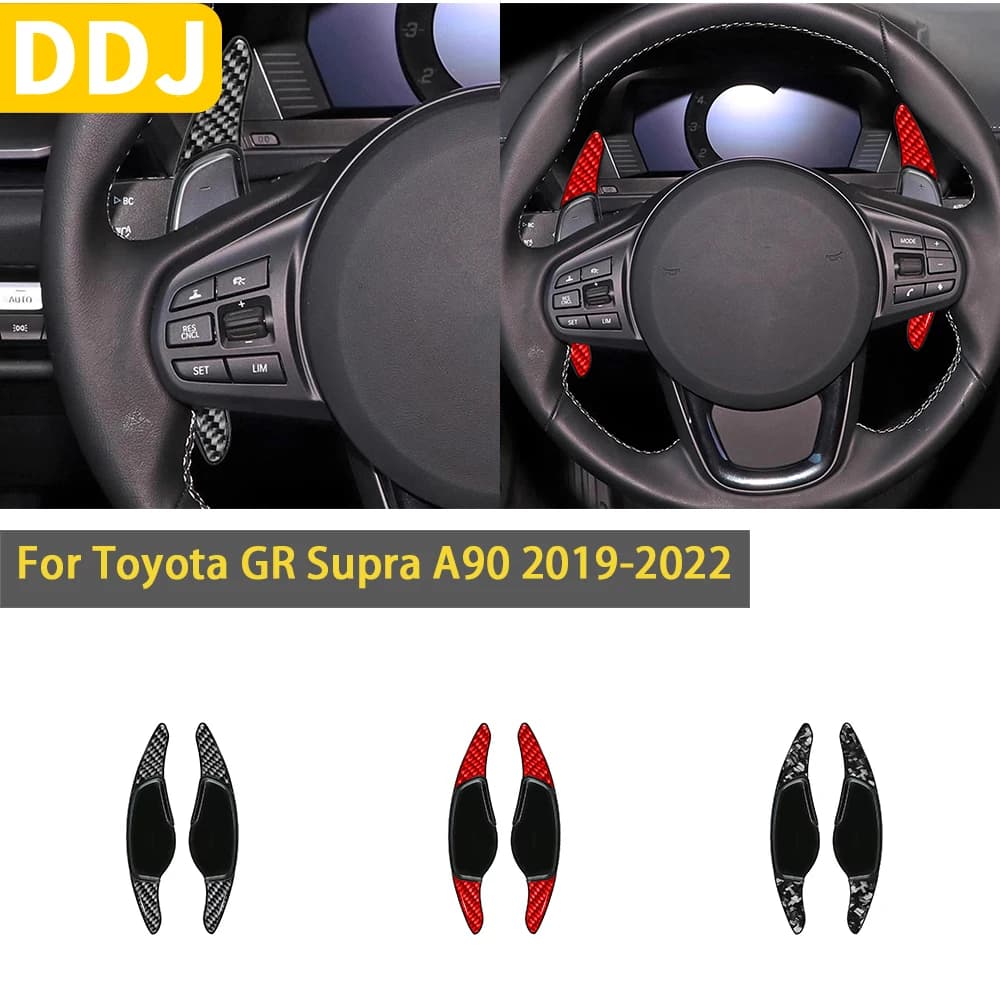 For Toyota GR Supra A90 2019 2020 2021 2022 Accessories Carbon Fiber Car Interior Steering Wheel Paddle Shift Decoration