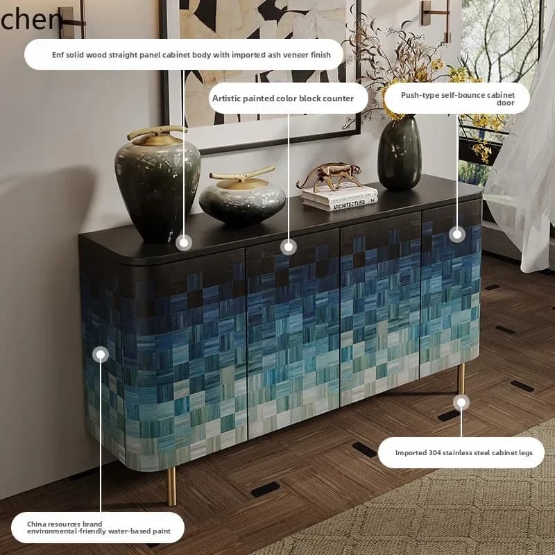 a1 Modern Painted Sideboard Cabinet Living Room Home Storage Cabinet High-end Solid Wood Entryway Cabinet