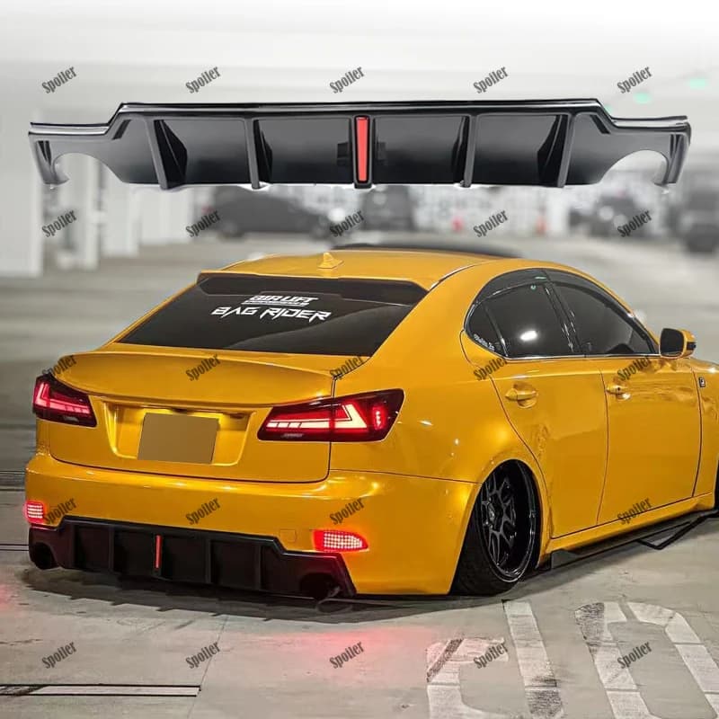 Suitable for Lexus IS250 IS300 IS350 2006-2012 IS glossy black rear lip diffuser with indicator light automotive accessories