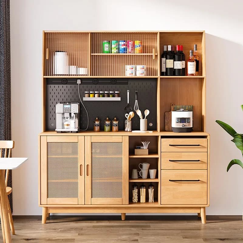 DSA modern simple solid wood dining side cabinet with hole board wine cabinet living room against the wall kitchen bowl locker