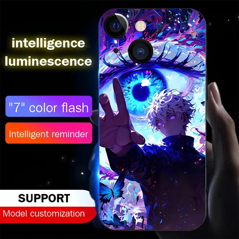 Japan Anime Cartoon Led Light Phone Case Call Flash Glitter Cover For iPhone Air 17 16 E 15 14 13 12 11 Pro Max X XS XR Plus