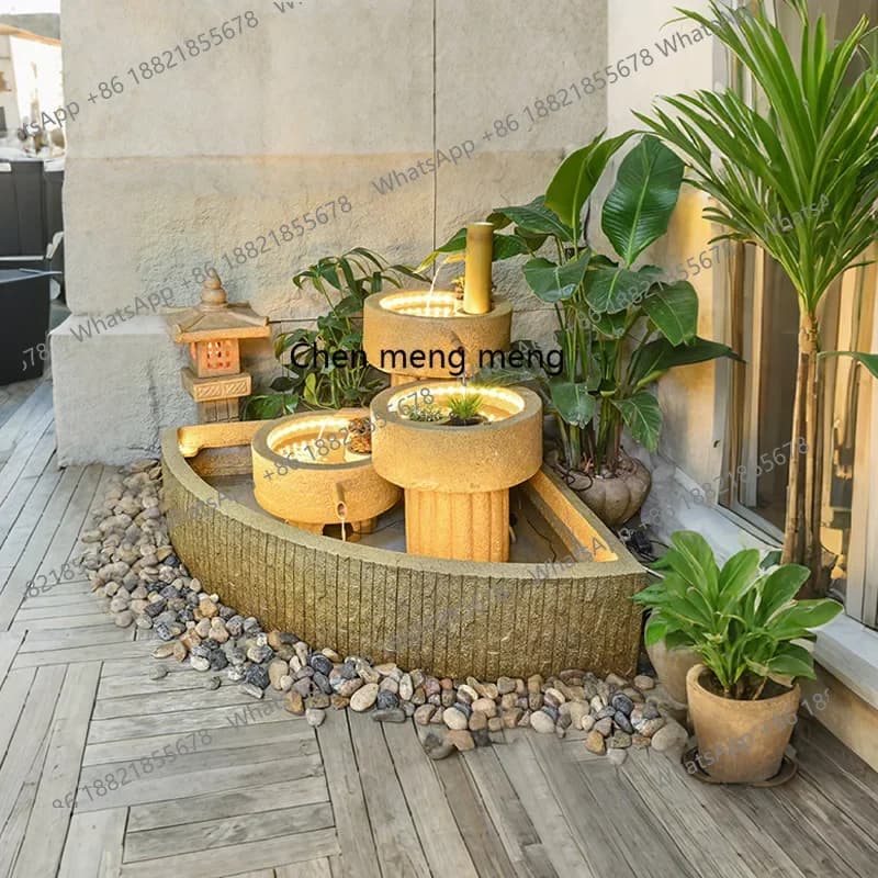 Ornaments, courtyard garden layout, fish pond landscaping, balcony decoration, outdoor circulating water featureH178