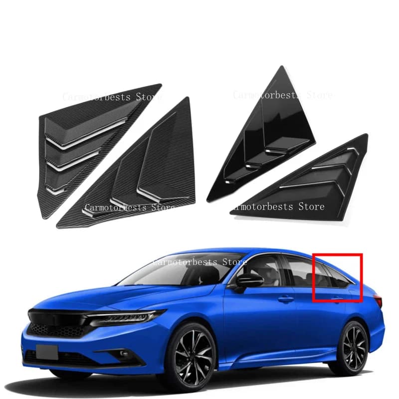 Car Rear Louver Window Side Shutter Cover Trim Fit For Honda Civic 11th Gen Sedan 2022 Sticker Vent Scoop ABS Carbon Fiber