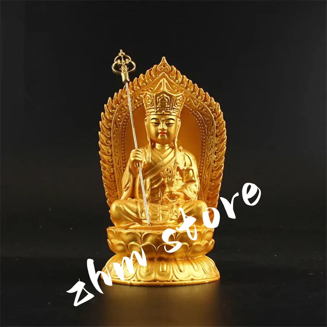 Resin Handmade Ksitigarbha Bodhisattva Statues Tibetan Buddhism Buddha Statue  Ksitigarbha Painted sand gold car ornament