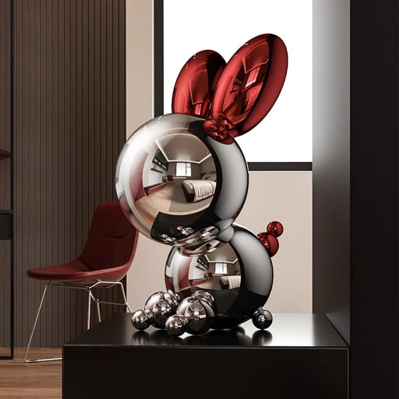 Fashionable Stainless Steel Rabbit Car Ornaments Creative Luxury Office Desk Crafts Modern Living Room TV Cabinet Decorations