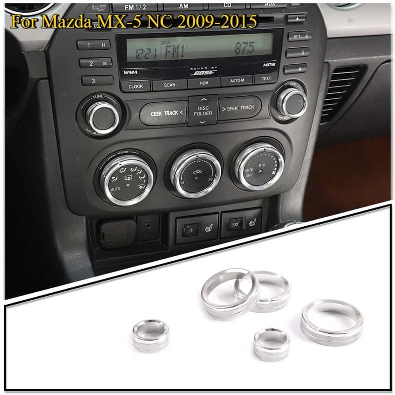 For Mazda MX-5 NC 2009-2015 Aluminum Alloy Red Car Air Conditioner Volume Adjustment Knob Cover Trim Interior Car Accessories