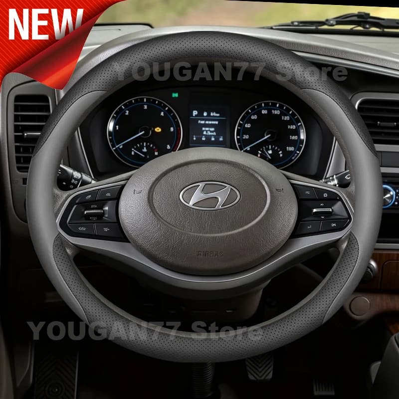 Leather Car Steering Wheel Cover For Hyundai Porter II 2025 2024-2017 Non-slip Auto Steering Wheel Hyundai Porter 2 Accessories