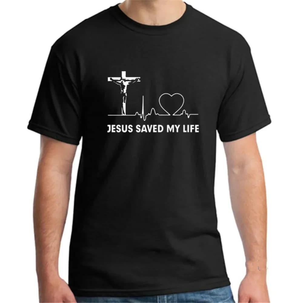 Savior God Religion Prayer Jesus Saved My Life Christian Gift T-Shirt. Summer Cotton Short Sleeve O-Neck Mens T Shirt New S-3XL