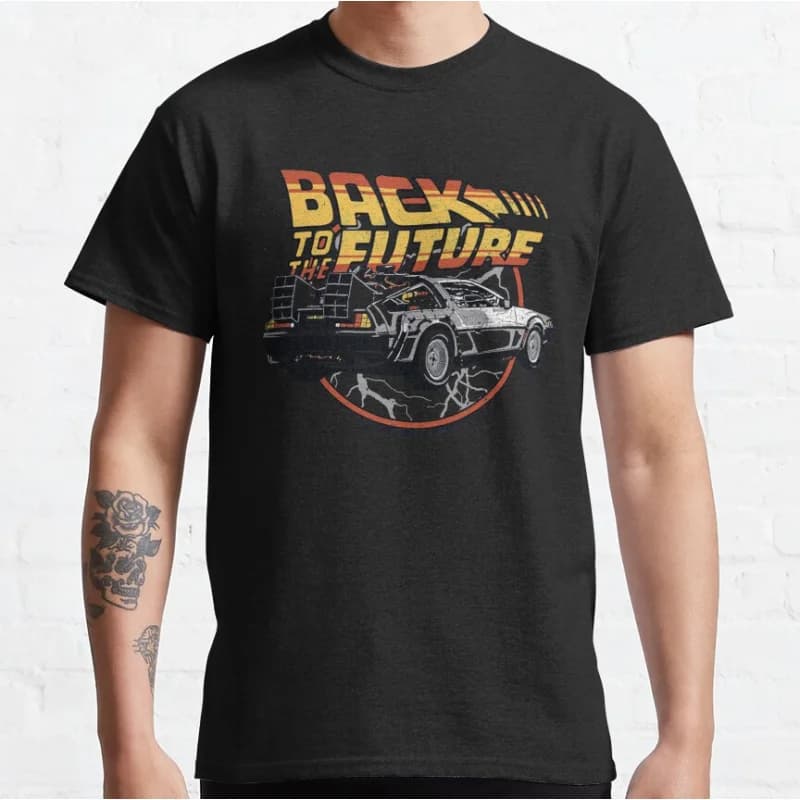 Vintage Car Movies 80s vintage sci fi movie Back to the Future Delorean time machine Graphic T Shirts large size Adult S-6XL