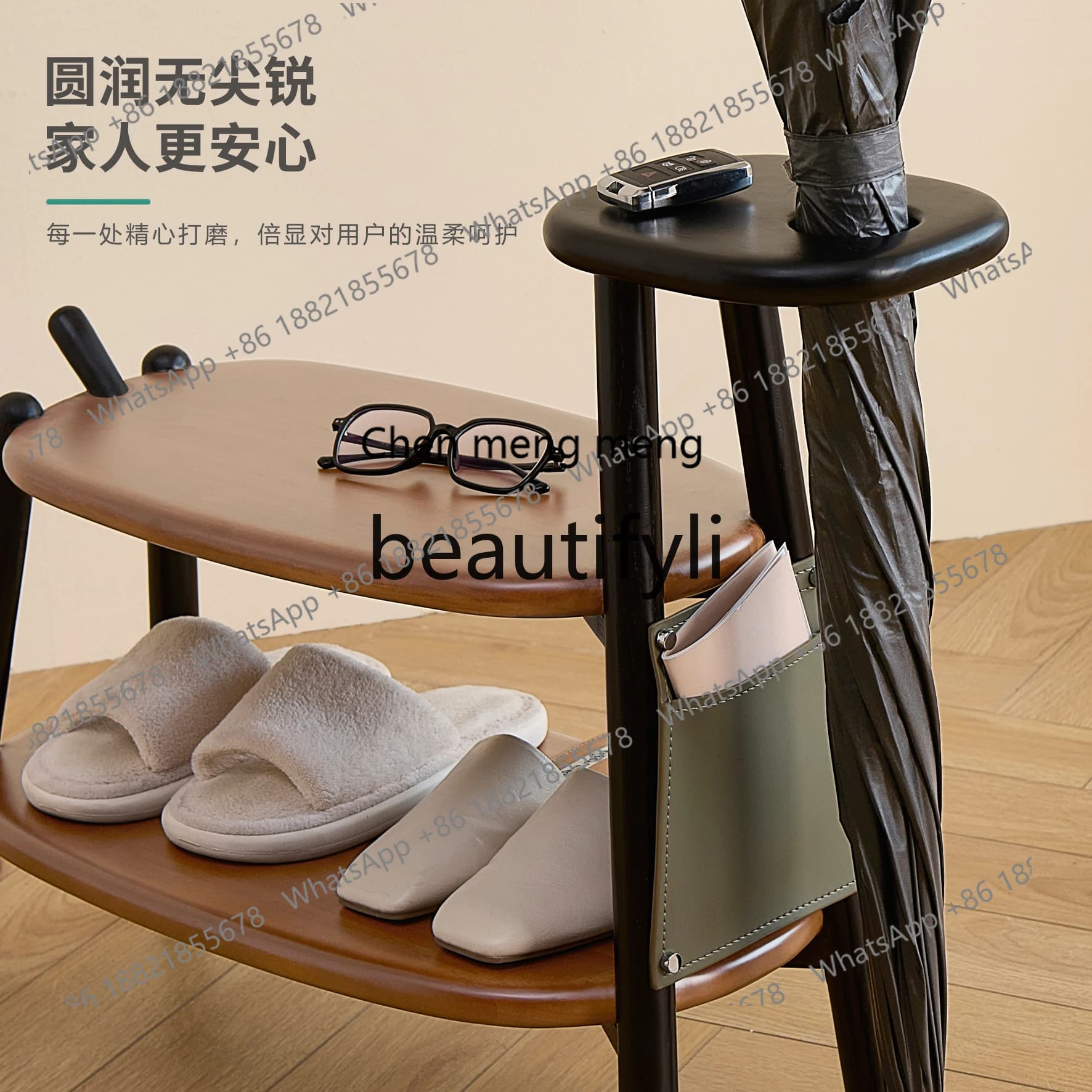 X Solid Wood Shoe Changing Bench for Home Entrance, Multi-layer Creative Entryway Bench for Sitting and Wearing Shoes