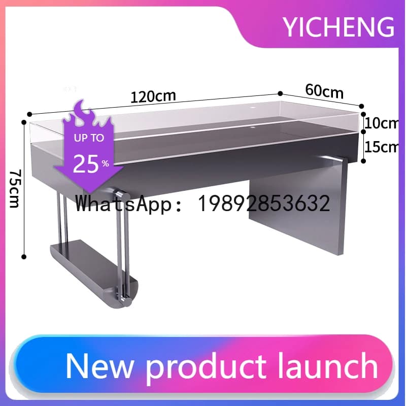 QQ Clothing Store  Counter Flow Counter Stainless Steel Storage Table Display Counter Buyer's Store Jewelry Display Cabinet