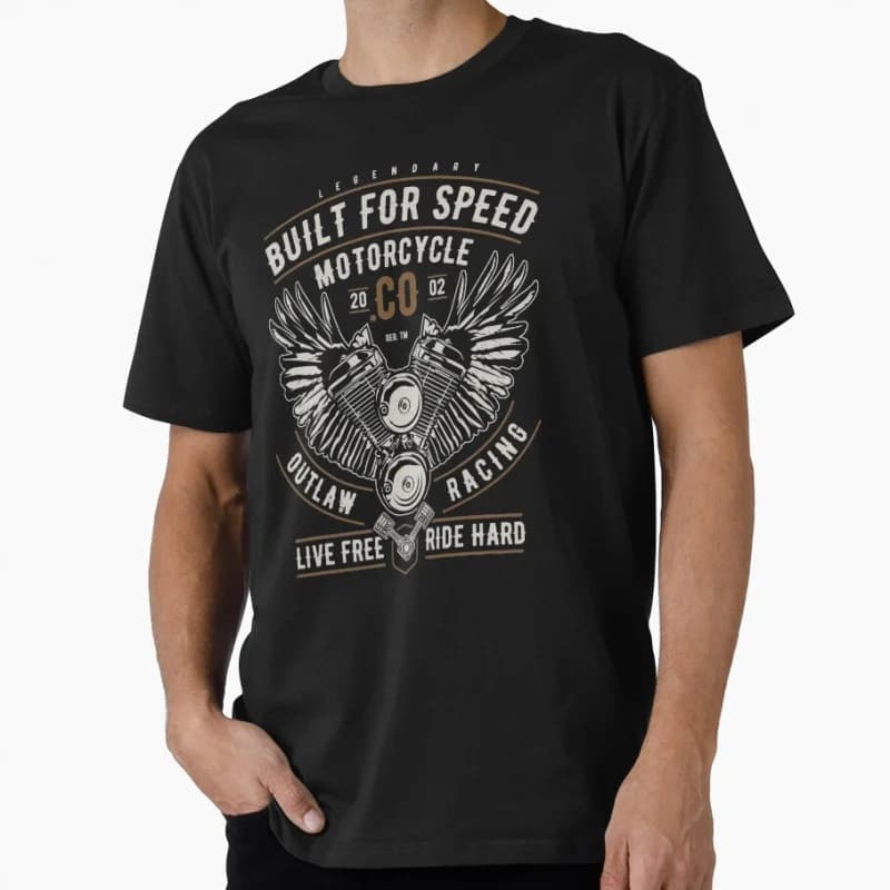 MOTORCYCLE OUTLAW RACING  Fitted Scoop Cafe racer Gift t shirt for Rider 100% cotton Short Sleeve Graphic Clothes All size tops
