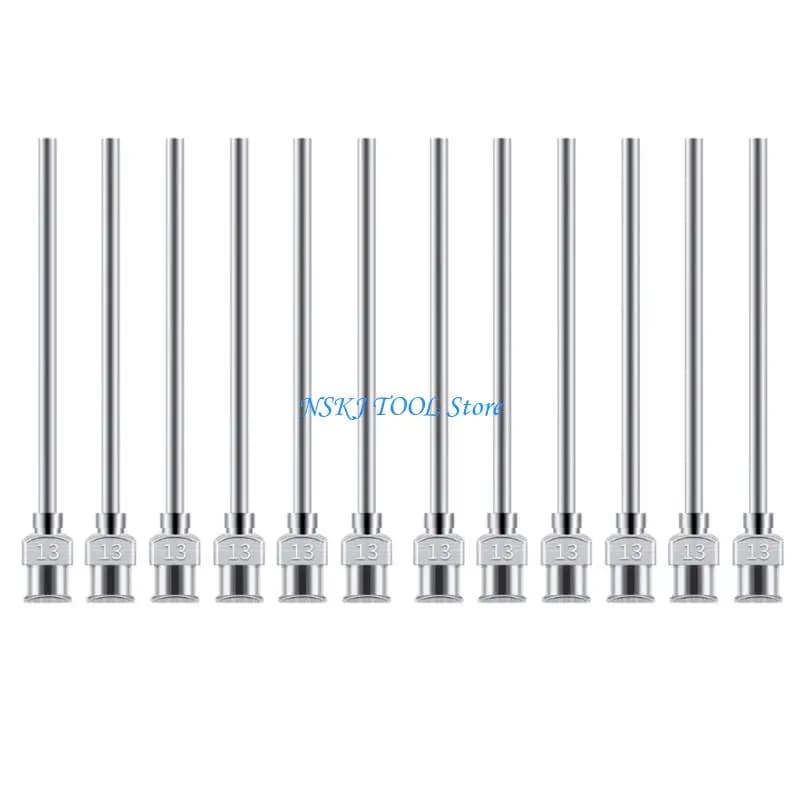 L8RC Pack of 12 50mm Dispensing Needle Constructed from Stainless Steel Ensuring Precise Performances for Laboratory Work