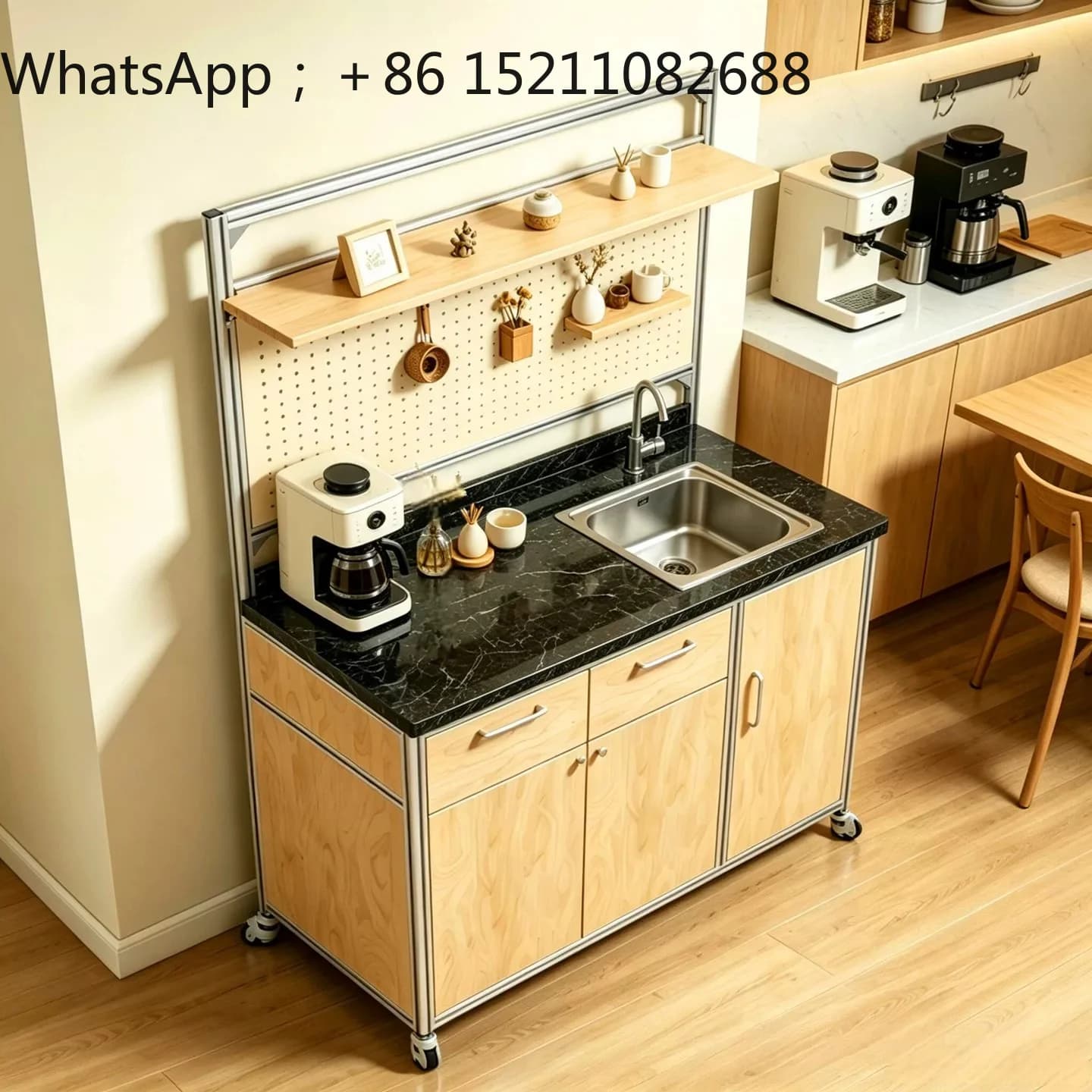 SCY aluminum profile office water bar counter commercial pantry coffee console marine panel waterproof cutting and washing table