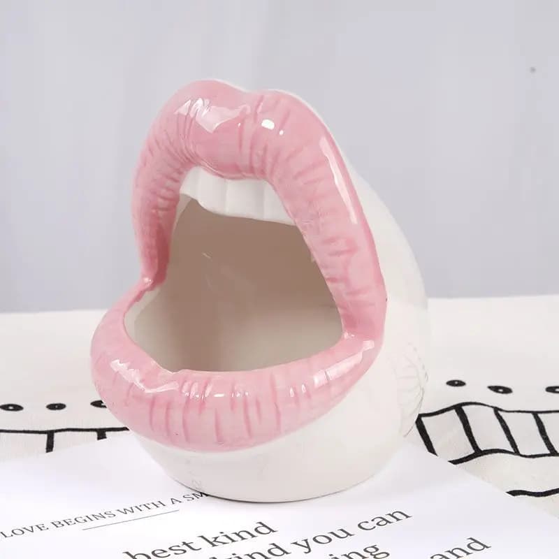 Ceramic Food Bowls Funny Red Lips Mouth French Fries Ice Cream Bowls French Fry Cup Holder for Restaurant Party Home