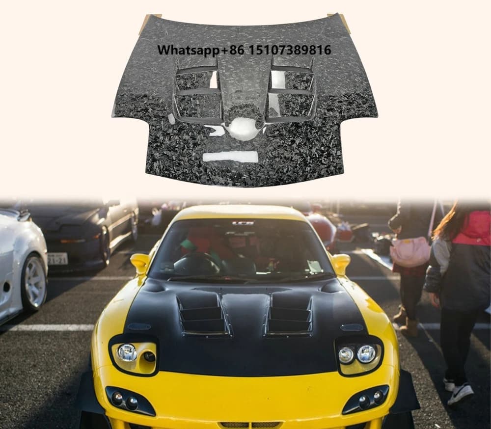 Car Body Kit Engine Hood for RX-7 FD RX7 FD3S RE Style Forged Carbon Front Vent Bumper Hood Bonnet