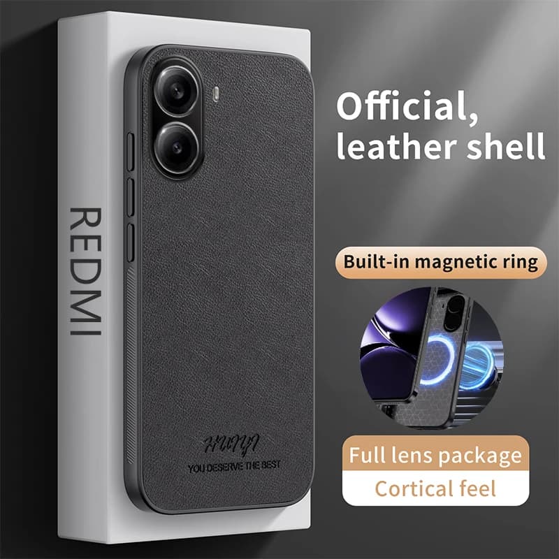 Leather Magsafe Case for Xiaomi Redmi Turbo 4 5G Car Magnetic Holder Wireless Charge Silicone Hard Phone Cover RedmiTurbo4 Shell