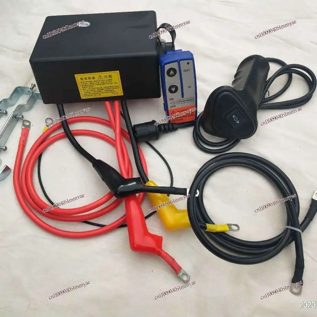 Vehicle crane 24v electric winch 12v handle switch wireless remote control box