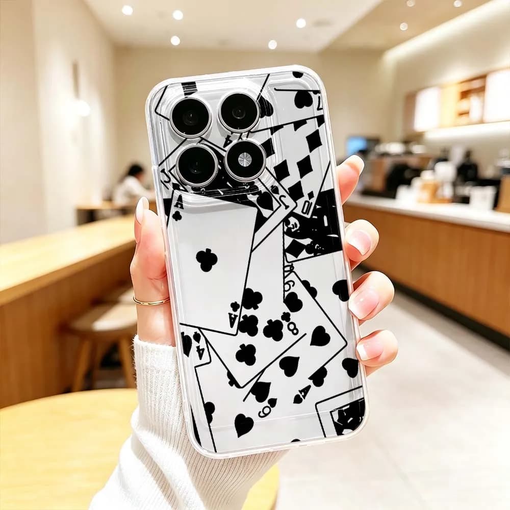 Playing Card Print Phone Case For Xiaomi Mi 17 Pro Max 15 15T 14 14T 13 12 12S 11 Pro Ultra Lite Transparent Cover