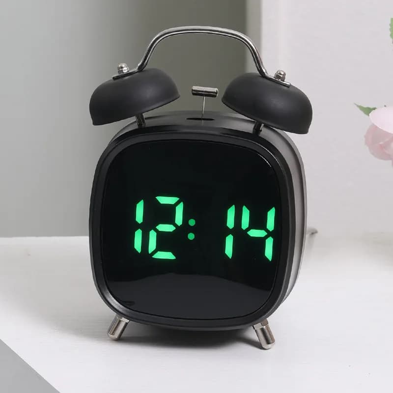 Metal Bell Alarm Clock Extra Loud, Vintage Loud Alarm Clock for Heavy Sleepers, LED Time Display Bedroom Desk Clock Home Office