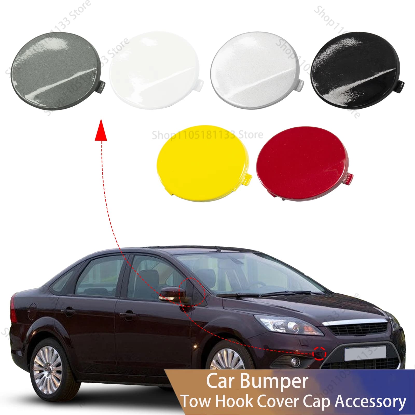For Ford Focus II MK2 Sedan 2008-2011 Front Bumper Tow Hook Cover 8M5117A989AB OE Replacement Premium Quality Direct Fit