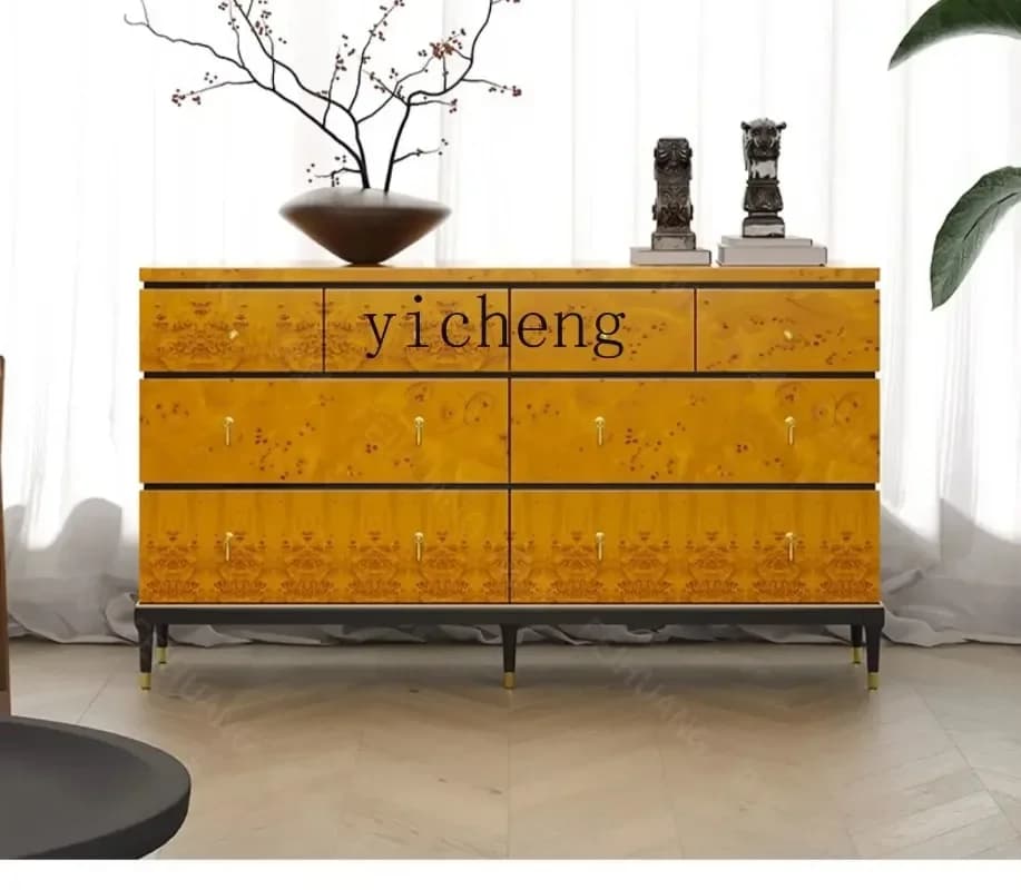Solid Wood Bucket Cabinet High Bedroom Bedside Storage TV Cabinet Wood Leather Decorative Bucket CabinetN20
