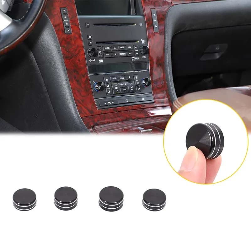 For Cadillac Escalade 2007-2014 Aluminum alloy black car volume air conditioning knob ring sticker car interior accessories