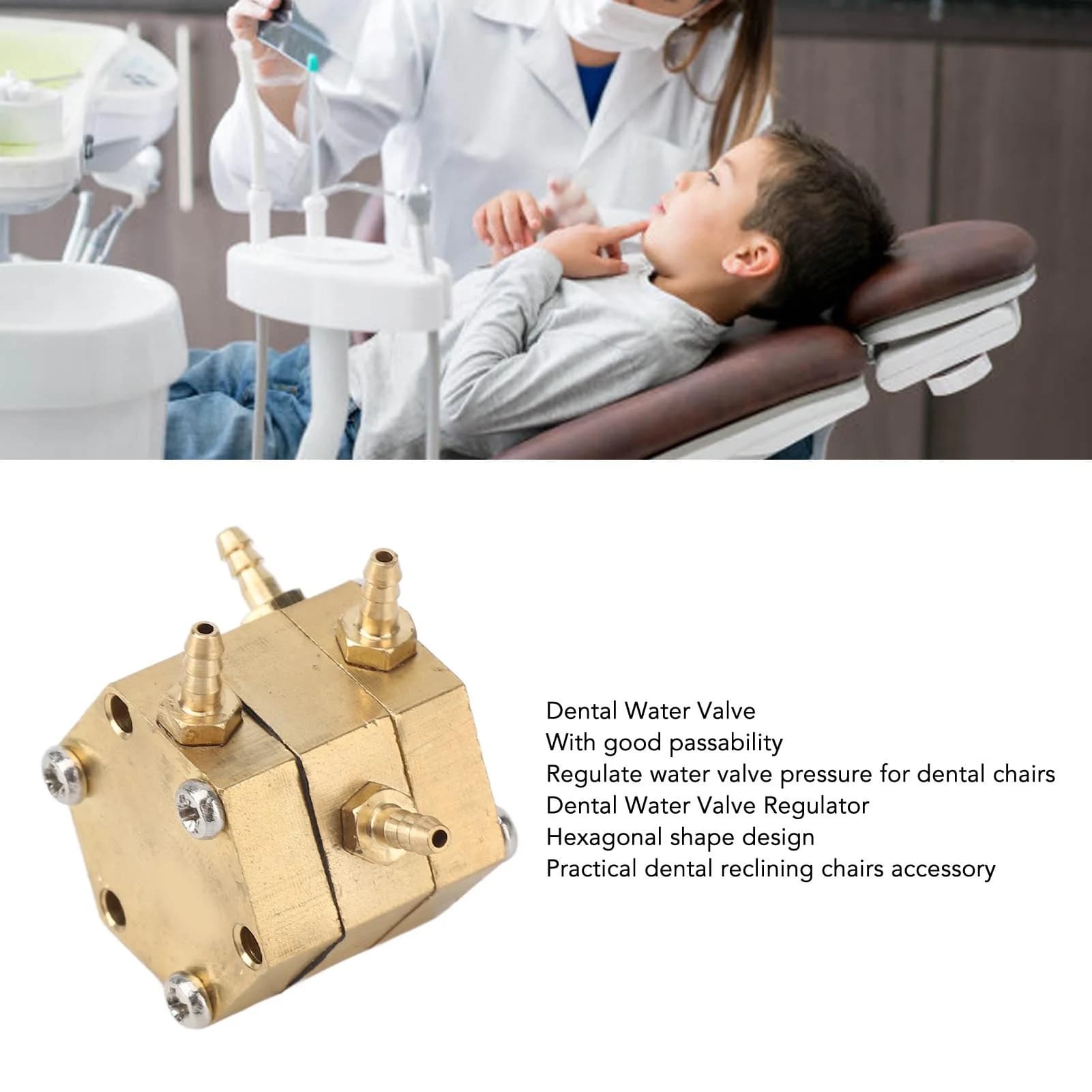 F9 3mm Hexagonal Dental Water Pressure Regulator High Passability Copper Dental Water Valve for Dental Chairs
