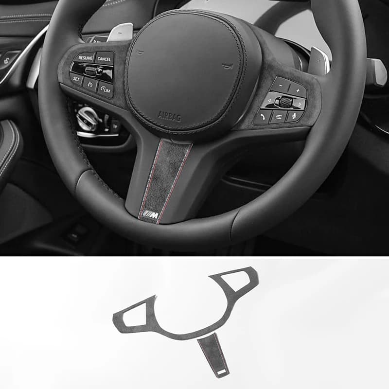 Made of Alcantara For BMW G30 G20 G28 G21 G11 G12 F40 Z4 G32 Car Steering Wheel Stickers Button Trim Frame Interior Accessories