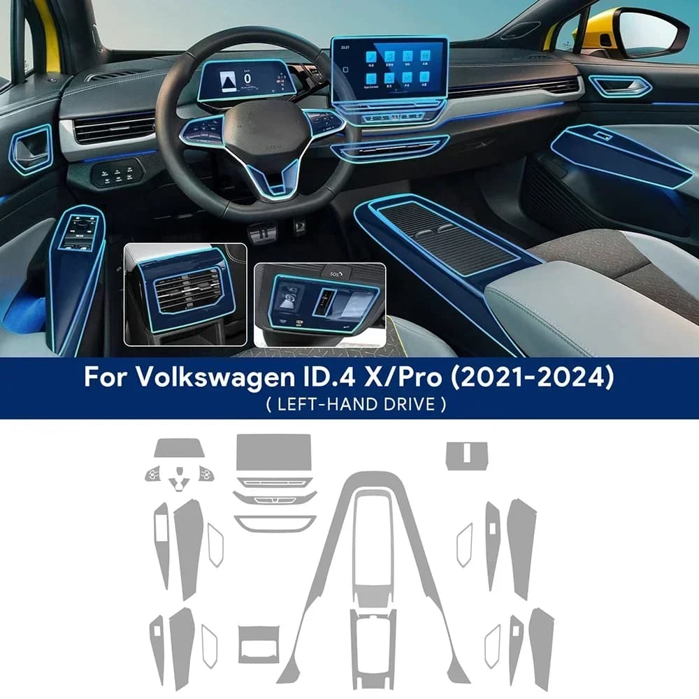 TPU Matte Transparent Protection Film Interior Anti-Scratch For Volkswagen VW ID.4 X Pro 2021-2024 Gear Panel Navigation Screen