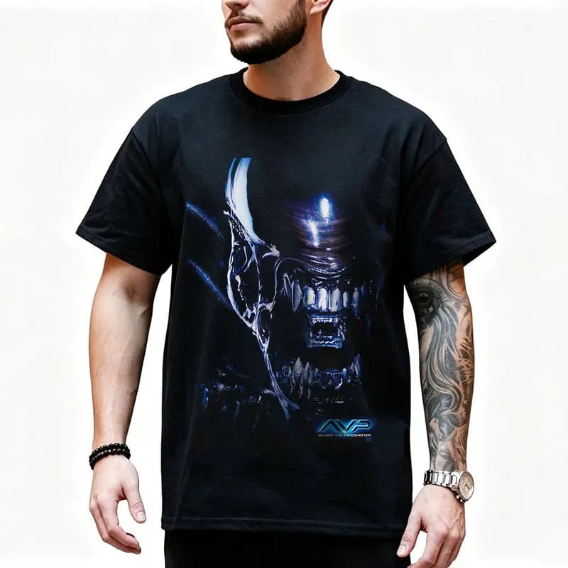 Alien vs Predator Graphic T‑Shirt Men Sci‑Fi Horror Movie Print Tees Unisex Casual Streetwear Short Sleeve Cotton Tops S-6XL
