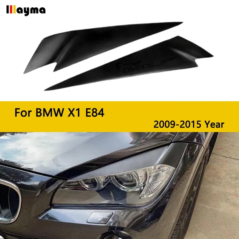 Fiber glass Car Headlight Eyebrow Cover Trim Sticker Head Lamp Eyelid for BMW X1 28i 35i xDrive 2008-2012 E84 FRP matte black