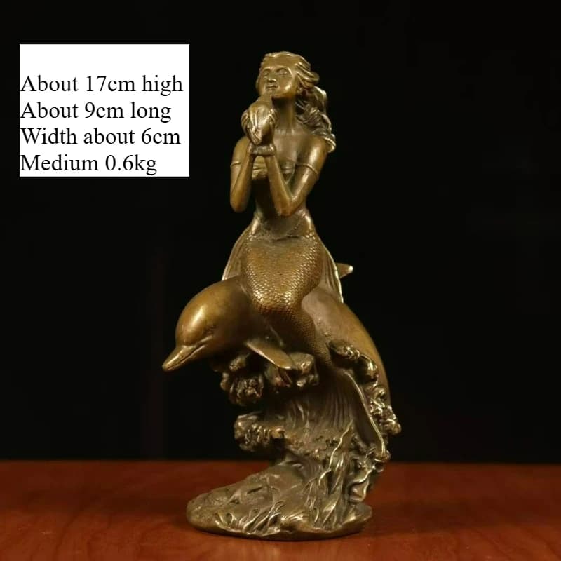 Exquisitely Crafted Vintage Bronze European-style Daughter of The Sea High-end Living Room Desktop Home Furnishings Crafts