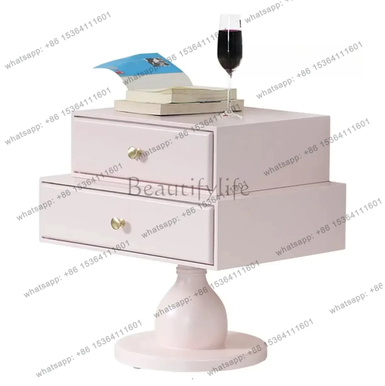 LX Rotating solid wood bedside table light luxury creative design simple modern cream style fashion high senseSSS
