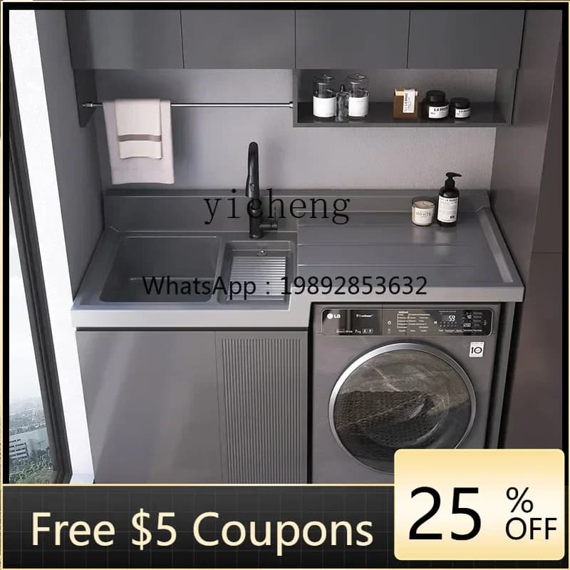 WW Stainless Steel Balcony Washing Machine Cabinet Wash Wardrobe Combination Washing Machine All-in-One Cabinet