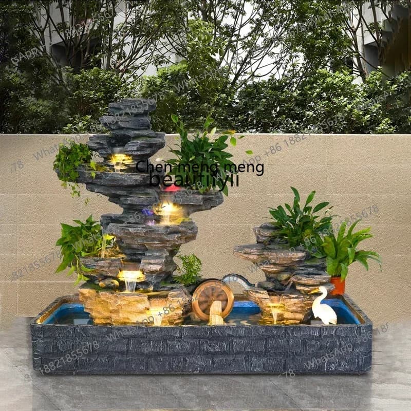 ss cn8350 ss 8350 Corridor Garden Courtyard Artificial Mountain and Fountain Fish Pond Landscape Waterscape Fortune Fengshui Whe