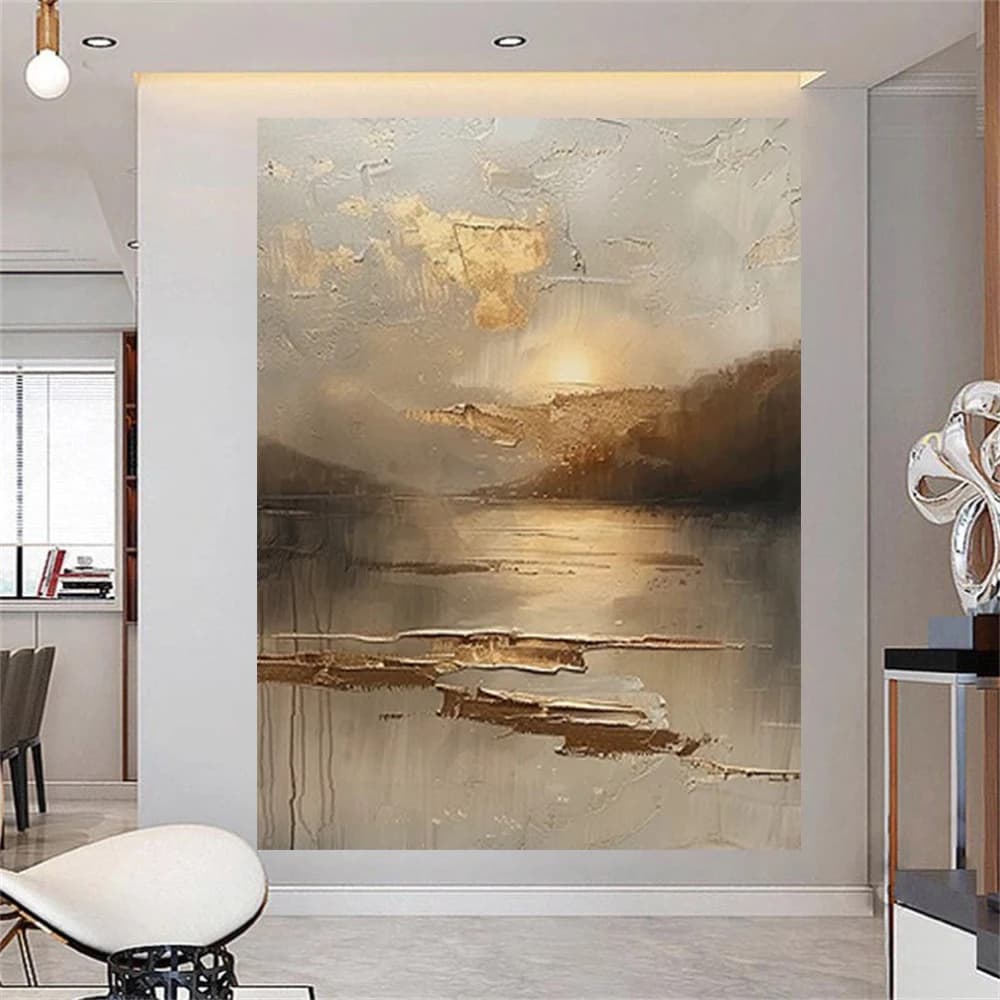 Abstract Blue And Gold Thick Texture Pop Oil Painting On Canvas Handmade Wall Art Picture For Livinng Room Home Decor Mural