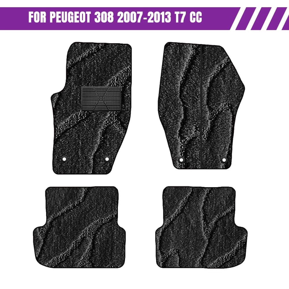 Car Floor Mats For Peugeot 308 2007-2013 T7 CC Water Wave Pattern Car-Specific Fit Waterproof Car Mat Interior Accessories