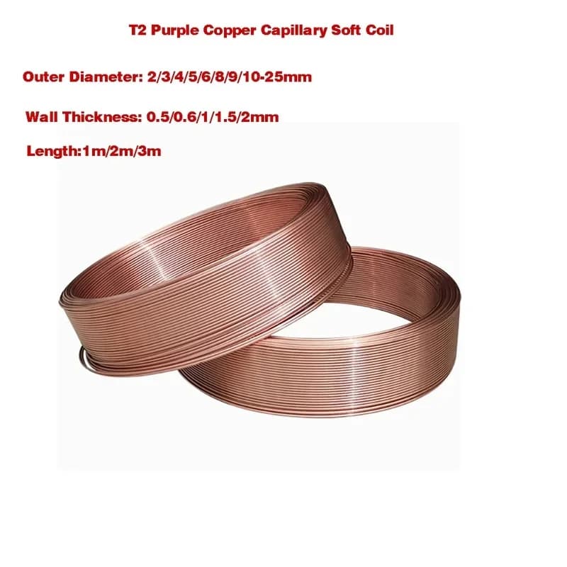 T2 Copper Capillary Tube Soft Coil OD 1.8-12mm For Refrigeration Air Conditioning System
