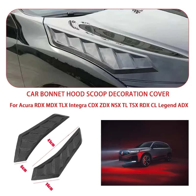 2 Pcs Gloss Black For Acura Hood Vents Bonnet Cover Rubber Front Bonnet Vent car decorations