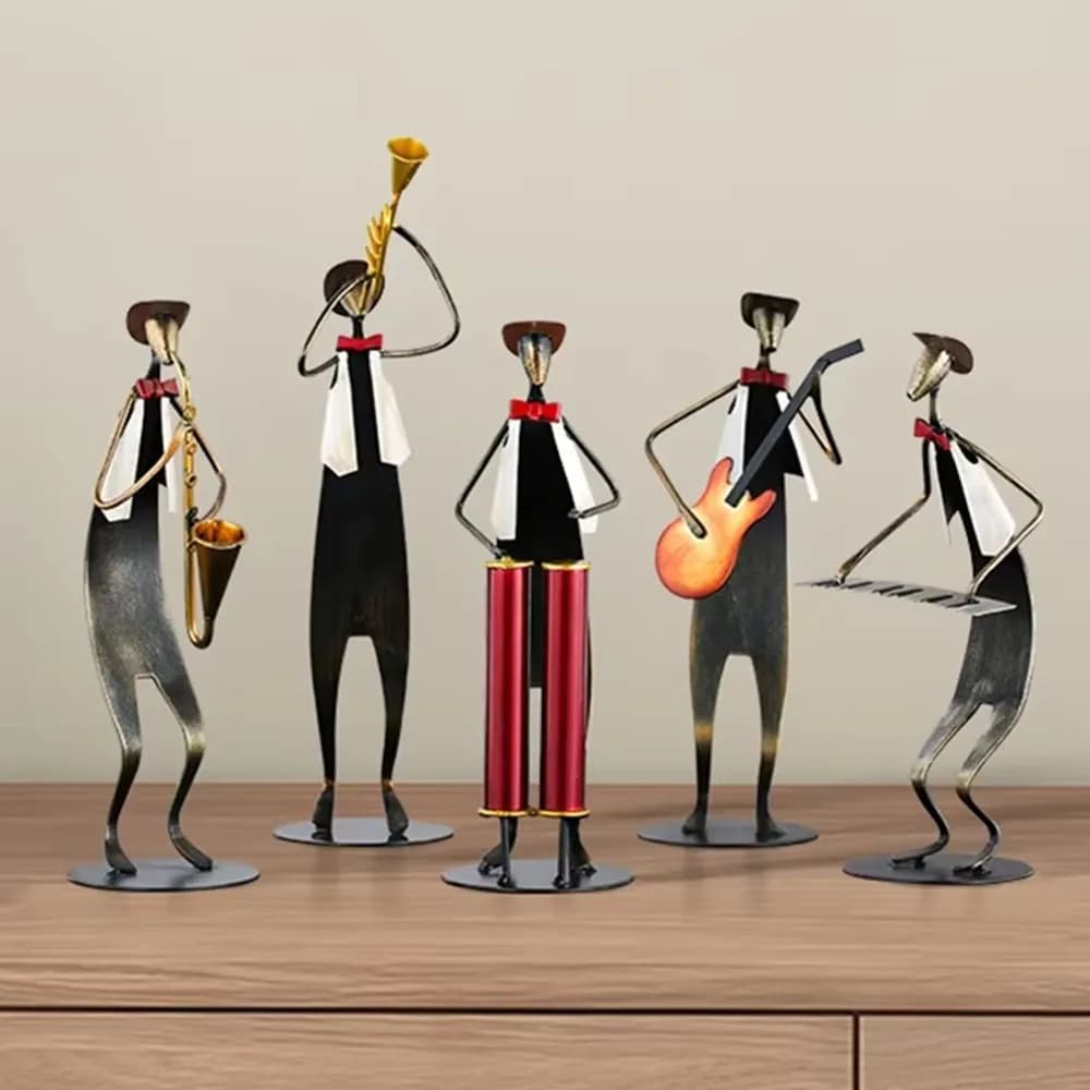 Vintage American Cowboy Band Iron Figurines Metal Music Sculpture Crafts Home Decor Collector's Item Gift for Music Enthusiast