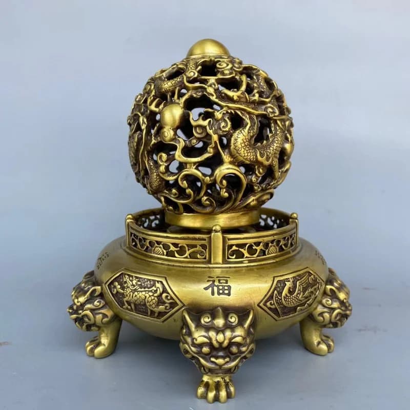 All-brass nine-turning-dragon ornaments, Chinese-style home entrance and office decorations, gifts for opening a business or hou