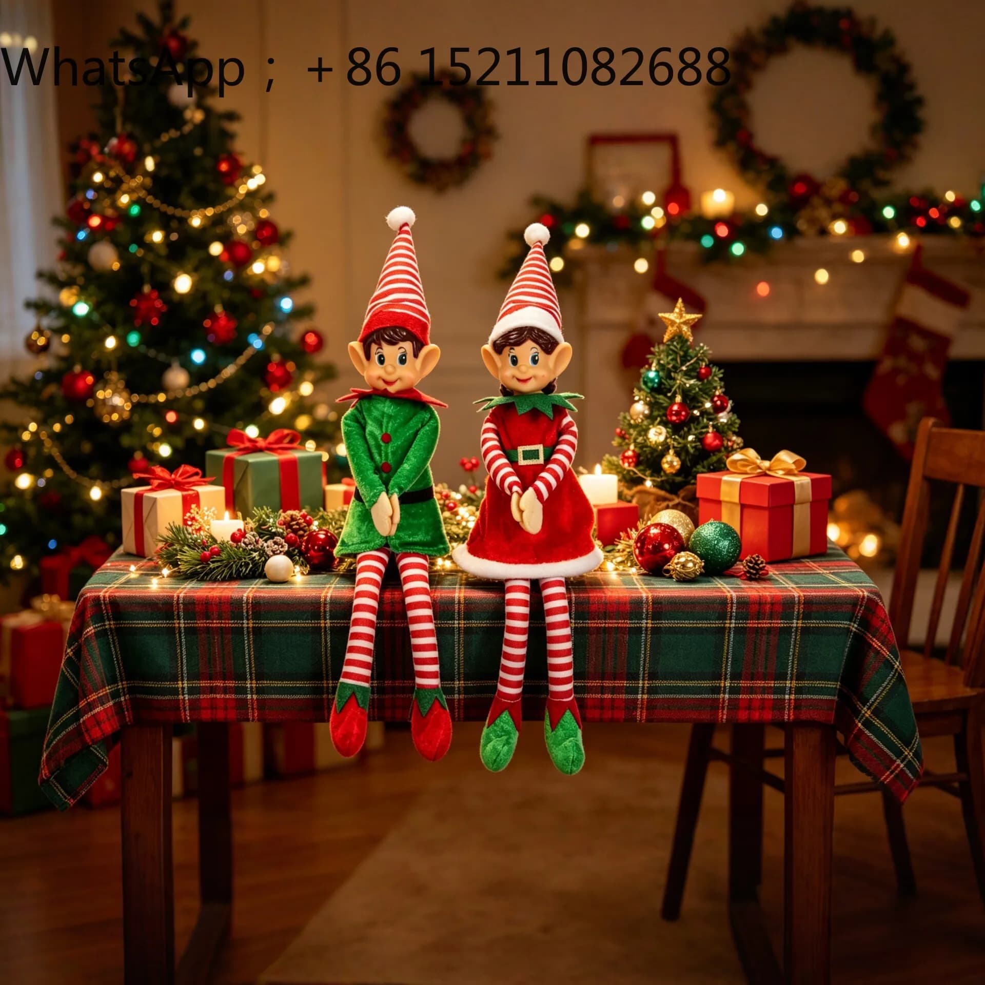 LLY Christmas elf doll ornament a pair of holiday decorations plush doll Christmas tree pendant gift