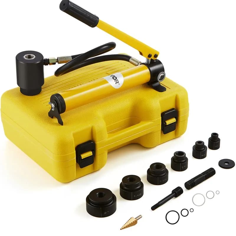 10Ton Hydraulic Knockout Punch Driver Kit 1/2"-2" 6 Dies Carbon Steel Sheet Hole Opener Repair Tool Manual Hole Digger