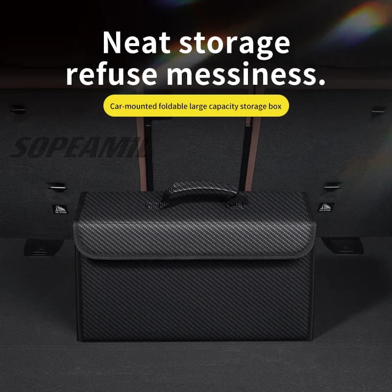 Car Trunk Leather Storage Box Foldable Stowing Tidying BagFor Tesla Model 3 Model Y Model S Model X Roadster Ultra-thin