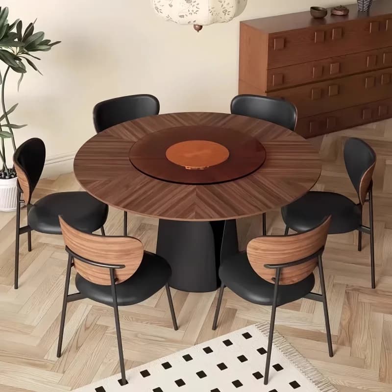 01Solid wood round dining table living room new retro American French antique household small apartment