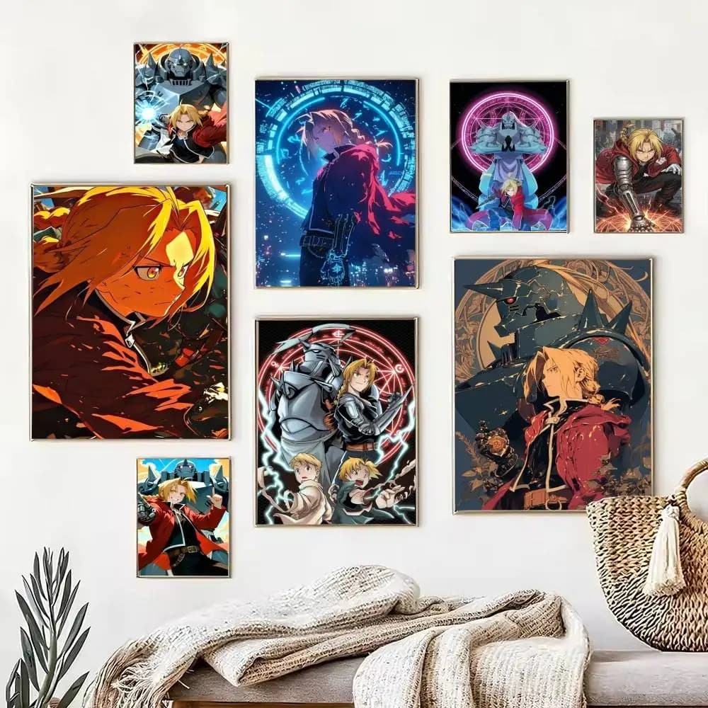 Anime Fullmetal-l Alchemist Brotherhood  Poster High Quality Dorm Living Room Aesthetic Wall Decoration Painting Stickers Gift